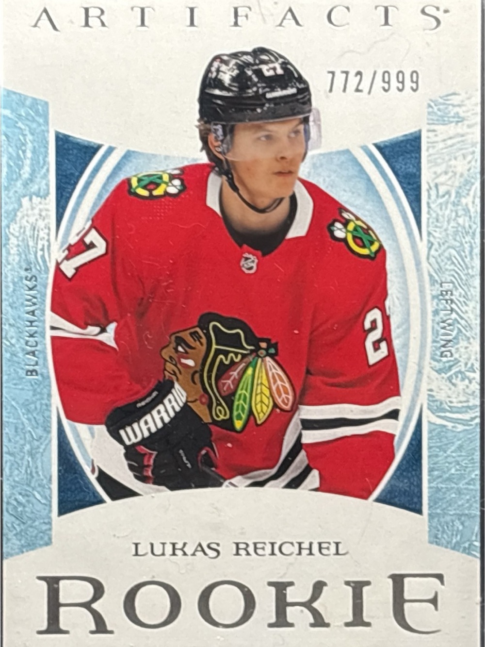Upper Deck Artifacts Rookie Hockey Card- Lukas Reichel LE 772/999
